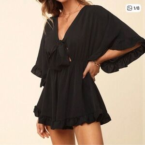 HYFVE Black Ruffle Jumpsuit